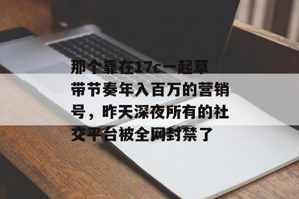 那个靠在17c一起草带节奏年入百万的营销号，昨天深夜所有的社交平台被全网封禁了